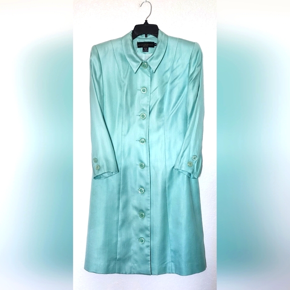 Kelly Graham Vintage New York Silk Elegant Mint Green Dress & Coat Set. Size 8 - Picture 9 of 13
